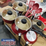 Jogo De Panelas Tramontina Turim 10 Peças Starflon Vermelha