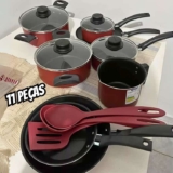 Jogo De Panelas Tramontina Turim 11 Peças Starflon Vermelha