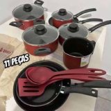 Jogo De Panelas Tramontina Turim 11 Peças Starflon Vermelha
