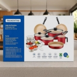 Jogo De Panelas Tramontina Turim 12pçs C/ Kit Tigelas Inox Vermelho