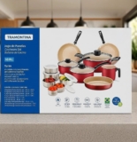 Jogo De Panelas Tramontina Turim 12pçs C/ Kit Tigelas Inox Vermelho