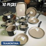 Jogo de Panelas Tramontina Turim em Alumínio com Revestimento Interno e Externo em Antiaderente Starflon Max Preto 10 Peças