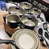 Jogo de Panelas Tramontina Turim em Alumínio com Revestimento Interno e Externo em Antiaderente Starflon Max Preto 10 Peças