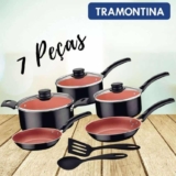 Jogo de Panelas Tramontina Turim Preta e Cobre Antiaderente Starflon Max 7 Peças