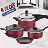 Jogo De Panelas Tramontina Turim Vermelho 04 Peças
