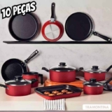 Jogo De Panelas Turim em Alumínio com Revestimento Antiaderente Starflon Max Vermelho 10 Peças Tramontina