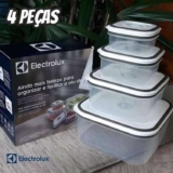 Jogo de Potes de Plástico Electrolux – com Tampa Quadrado 4 Peças