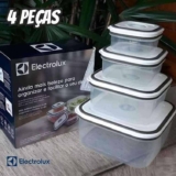 Jogo de Potes de Plástico Electrolux – com Tampa Quadrado 4 Peças