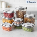 Jogo de Potes de Plástico Hermético Electrolux – com Tampa Quadrado 8 Peças