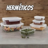 Jogo de Potes de Vidro Hermético Nell com Tampa Retangular 6 Peças