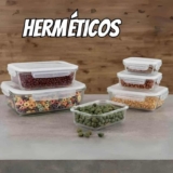 Jogo de Potes de Vidro Hermético Nell com Tampa Retangular 6 Peças