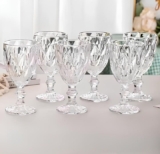 Jogo De Taças Diamante De Vidro 6 Peças 260ml Água Suco