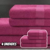 Jogo de Toalhas Camesa Algodão e Poliéster – Nacional Omega Fucsia 4 Peças