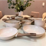 Jogo Panela Indução Marmol Vanilla Cerâmico 10 Pç Style Cook