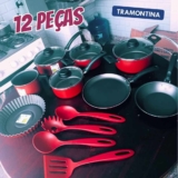 Jogo Panelas 12 Peças Antiaderente Alumínio Turim Tramontina Cor Vermelho