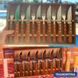 Jogo Para Churrasco Tramontina 12 Peças Jumbo Garfo Faca Cor Marrom