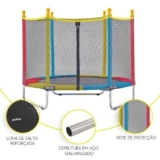 Justfun Cama Elástica Infantil Pula Pula Trampolim Preto 1,40 M Estrutura Colorida