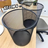 Kit 04 Lixeira Cesto De Lixo Escritório Telada Metal Aramado