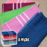 Kit 05 Peças Toalha De Banho 100% Algodão Tek Escala