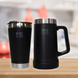 Kit 1 Copo 473ml + 1 Caneca 709ml Térmica Cerveja Gelada PK For Drink Preto