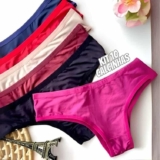 Kit 10 Calcinha Feminina De Algodão Tanga Lisa Conforto Vies