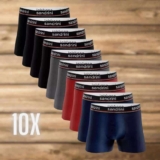 Kit 10 Cueca Boxer 100% Algodão Box Atacado Masculina Preta