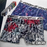Kit 10 Cuecas Box Boxer Estampadas Masculino Atacado Revenda