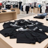 Kit 10 Cuecas Boxer Box Masculina Preta Microfibra Original