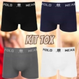 Kit 10 Cuecas Masculinas Boxer Microfibra Polo Wear Sortido