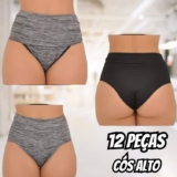 Kit 12 Calcinha Modeladora Que Não Marca Cós Alto Plus Size