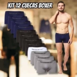 Kit 12 Cuecas Boxer Classic Cos Inteiro Reebok
