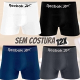 Kit 12 Cuecas Boxer Masculina Sem Costura Microfibra Reebok