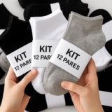 Kit 12 Pares De Meias Cano Médio Unissex Confortável