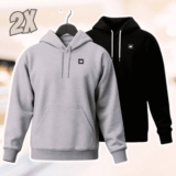 Kit 2 Blusa de Moletom Canguru com Capuz Confortável Estilo Casual Siri – Preto+Cinza