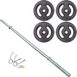 Kit 20kg Anilhas   1 Barra 120cm Com Presilhas