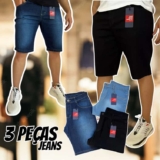 Kit 3 Bermudas Jeans Masculina Elastano Original