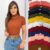 Kit 3 Blusa Blusinha Canelada Gola Alta Com Manga Curta