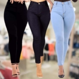 Kit 3 Calça Jeans Feminina Levanta Bumbum Cintura Alta