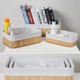 Kit 3 Cestos Organizadores de Bambu Multiuso com Forro – KONTUZ HOME