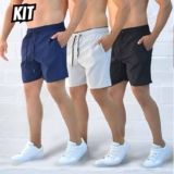 Kit 3 Short Masculino Academia Praia Tactel C Lycra Bermuda