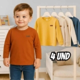 Kit 4 Camiseta Manga Longa Bebe Menino Infantil De Algodão