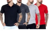 Kit 4 Camiseta Polo Masculina Piquet Camisa Slim