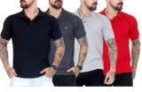 Kit 4 Camiseta Polo Masculina Piquet Camisa Slim