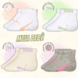 Kit 4 Pares Meia Bebê Puma Sapatilha Cano Curto Infantil Unissex