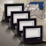 Kit 4 Refletor Led 100w Holofote Bivolt Prova D’água Frio 110v/220v (bivolt) Preto Branco-frio