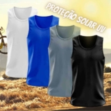 Kit 4 Regatas Dry Fit Lisa Básica Proteção Solar UV Térmica Camiseta Treino Academia Ciclismo 834