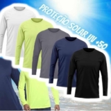 Kit 5 Camisetas Masculina Manga Longa Segunda Pele Proteção Solar UV 50+