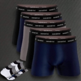 Kit 5 Cuecas Boxer Masculinas Adulto Box + 3 Pares Meias Original – Sandrini
