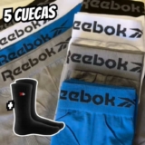 Kit 5 Cuecas Reebok Boxer Sem Costura Box+ 2 Meias Sandrini