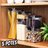 Kit 5 Potes Acrílico Hermético Para Armazenar Alimentos – Plasnorthon